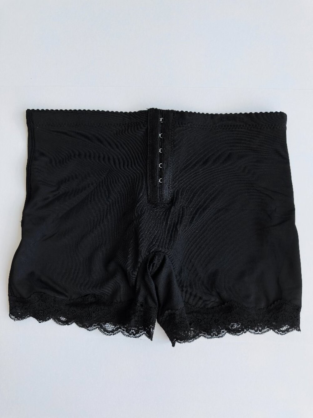 Black Lace Trim Open-Back Shapewear Shorts Panties NWOT